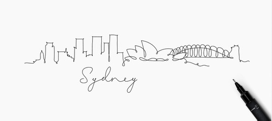 Obraz premium Sylwetka linii pióra Sydney