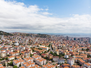 Fototapeta na wymiar Aerial Drone View of Unplanned Urbanization Istanbul Kartal Yakacik