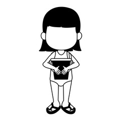 Girl in swim suit with sand bucket vector illustration graphic design