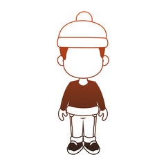 Cute boy with winter clothes cartoon vector illustration graphic design