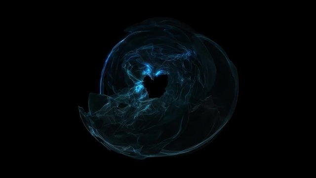 Blue energy sphere distortion abstraction animated background. Plasma sphere with energy charges. Motion 4k.