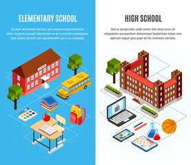 Education Isometric Banners Set