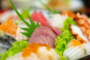 Sashimi set, Japanese food, Sashimi slice, Salmon, Wasabi, Seafood, tako, Close up