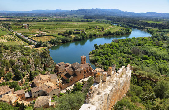 Castle Miravet Ebro river in Catalonia