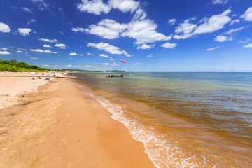 Sunny beach at Baltic Sea in Sopot, Poland
