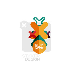 Flat design cross shape geometric sticker icon, paper style design with buy now sample text, for business or web presentation, app or interface buttons