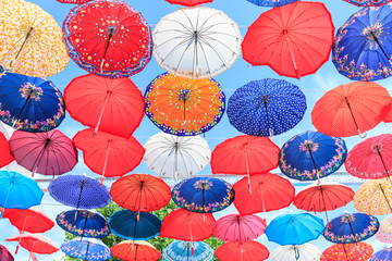 Fototapeta na wymiar View of colorful umbrellas in Antalya, Turkey