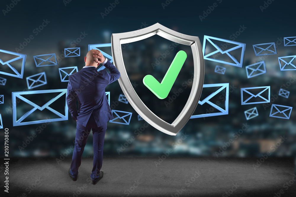 Poster shield symbol displayed on a futuristic interface - 3d rendering