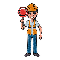 Traffic controller worker vector illustration graphic design
