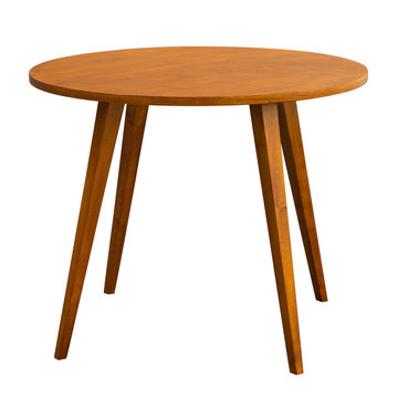 The round table in the style of the sixties, on white background