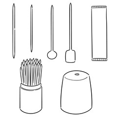 vector set of toothpick - obrazy, fototapety, plakaty