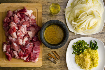 Lamb curry ingredients