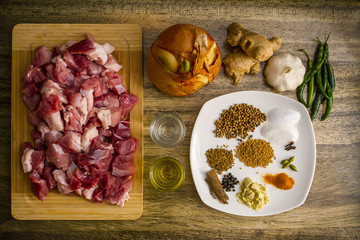 Indian lamb curry ingredients