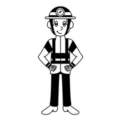 Firefigther male cartoon vector illustration graphic design