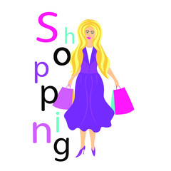 Stylish girl and shopping