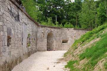 Fototapeta na wymiar earth wall inside of a fortress