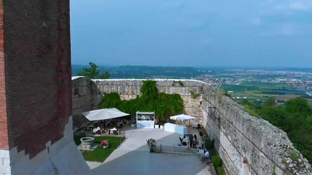 Flight over the real Romeo and Juliet's castles. The story was born in a small town called Montecchio, where the two fighting families had castles facing each other.
