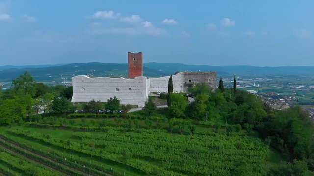 Flight over the real Romeo and Juliet's castles. The story was born in a small town called Montecchio, where the two fighting families had castles facing each other.
