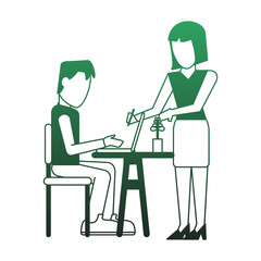 People working with laptop at office vector illustration graphic design