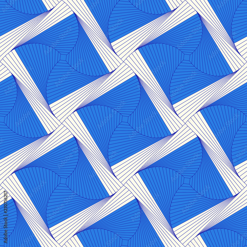 Poster seamless pattern from squares. optical illusion of rotation.