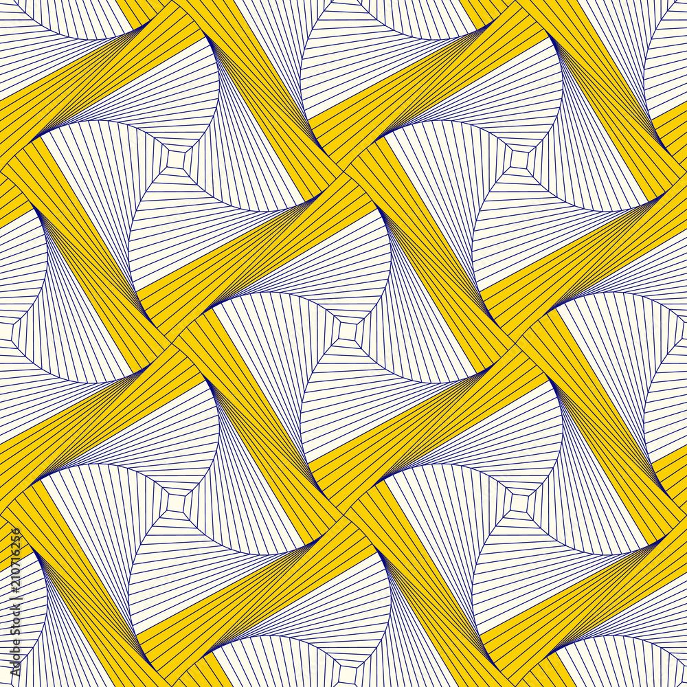 Poster seamless pattern from squares. optical illusion of rotation.