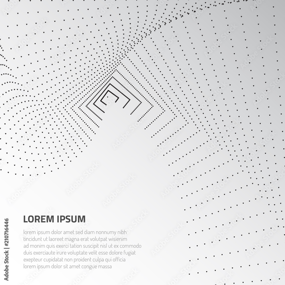Poster abstract 3d surface. distortion of space and matter. modern technology for designing volume objects.