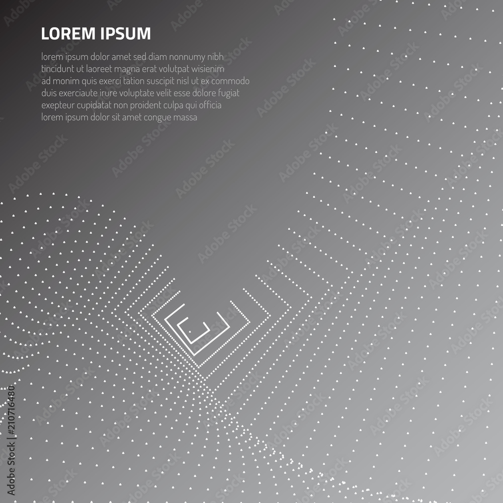 Poster abstract 3d surface. distortion of space and matter. modern technology for designing volume objects.