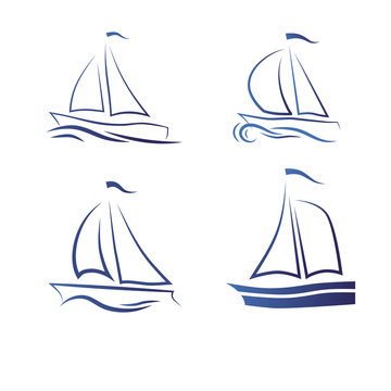  Travel by sea or ocean, a set of vector icons