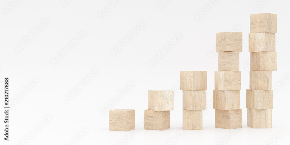 Aufkleber abstract concept of wooden cubes toy isolated on white background, 3d rendering