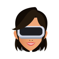 Woman with VR glasses vector illustration graphic design