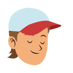 Young man face cartoon vector illustration graphic design