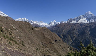 Everest Lhotse Thamserku and Ama Dablam in Nepal