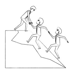 businessmen climbing to the top over white background, vector illustration