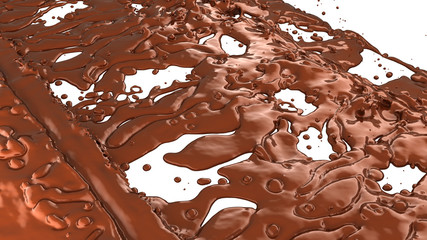 Melted chocolate or cocoa coffee splashes and droplets