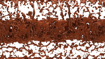 Melting chocolate or cocoa coffee splashes and droplets