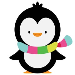 penguin with a colorful scarf