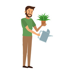 Man with water can vector illustration graphic design