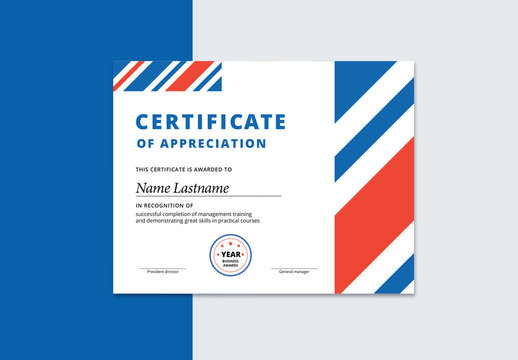 Award Certificate Layout with Abstract Accents