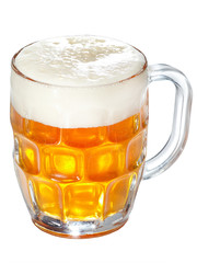 Glass mug with beer isolated on white background