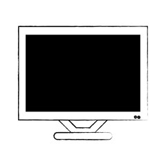 computer monitor icon over white background, vector illustration