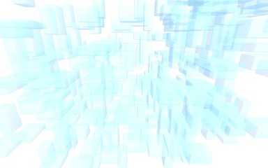 Blue and white abstract digital and technology background. The pattern with repeating rectangles. 3D illustration