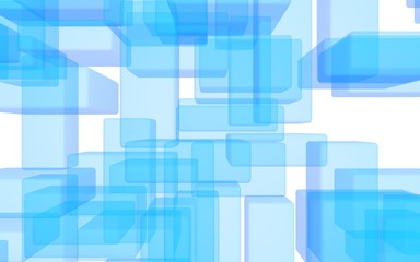 Blue and white abstract digital and technology background. The pattern with repeating rectangles. 3D illustration