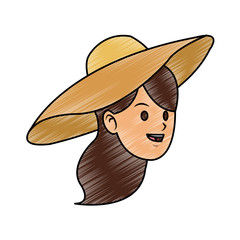 Young woman with sun hat vector illustration graphic design