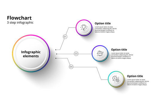 3 Step Infographic with Multicolored Accents
