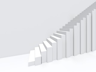 Conceptual stair on wall background building or architecture as metaphor to business success, growth, progress or achievement. 3D illustration of creative steps riseing up to the top as vision design