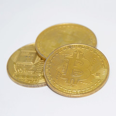 Bitcoin on white background 