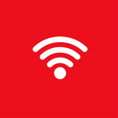 icon wifi. white icon on red background