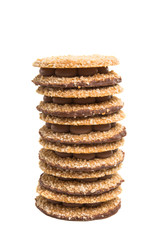 nut sandwich with chocolate sandwich isolated