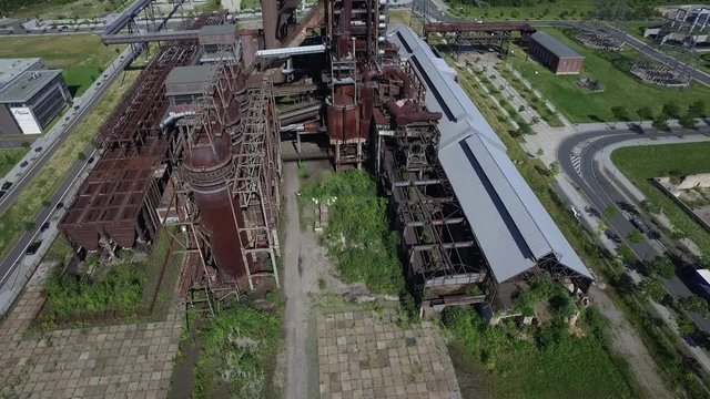 Aerial Shot of an abandoned Steel Mill in Dortmund, Germany