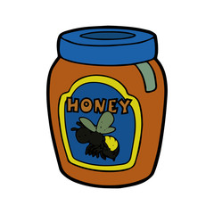 Bottle of Honey cartoon illustration isolated on white background for children color book